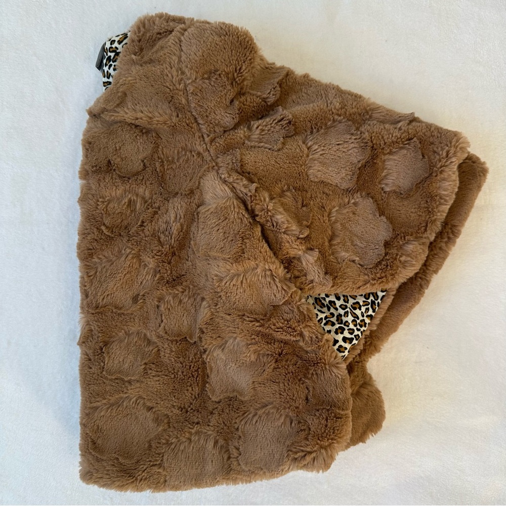 Zara Kids Cotton Furry Teddy Bear Cape Capelet Cheetah Leopard Lined, size 7-8 - Picture 13 of 16